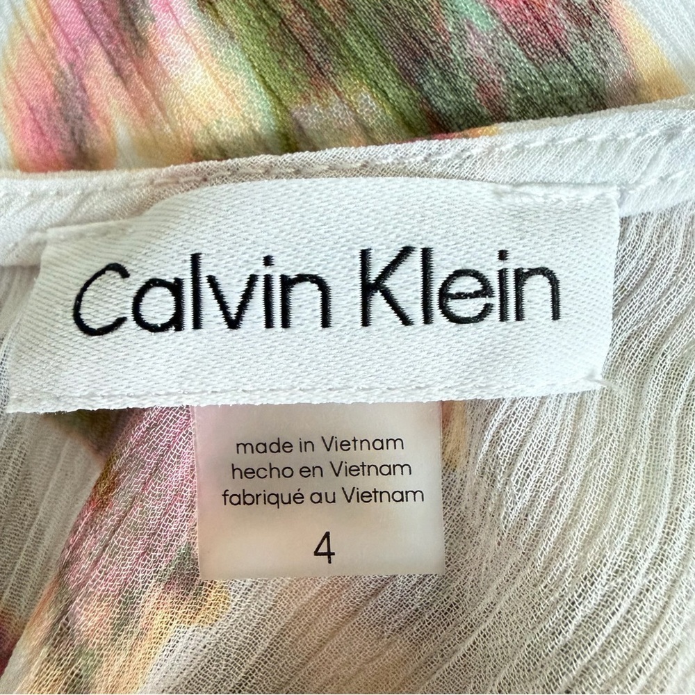 Calvin Klein White Floral-print Faux-wrap Chiffon High-low Dress 4 41894 - Picture 10 of 14